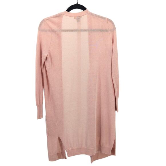 Halogen Sweater Womens XS Pink Linen Sheer Feminine Balletcore Cardigan Pastel - Picture 2 of 9